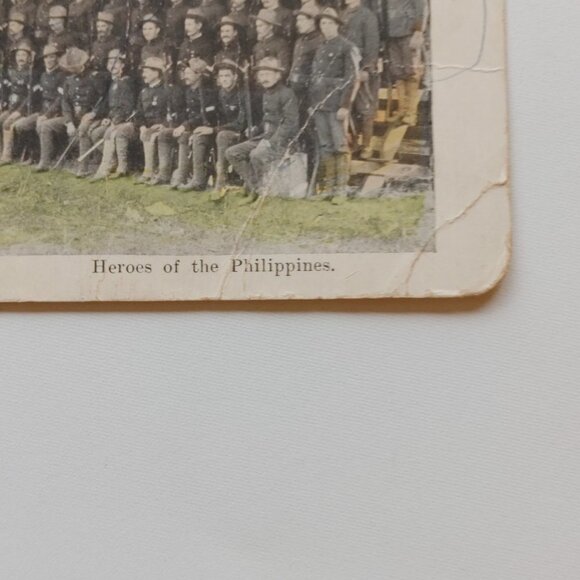 Antique Stereograph Card "Heroes of the Philippines" Troops Military World War - Picture 2 of 3
